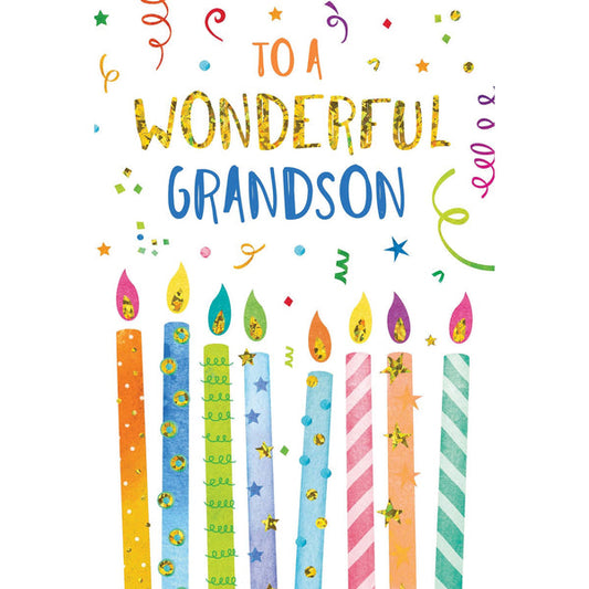 Candles And Confetti Birthday Grandson Card