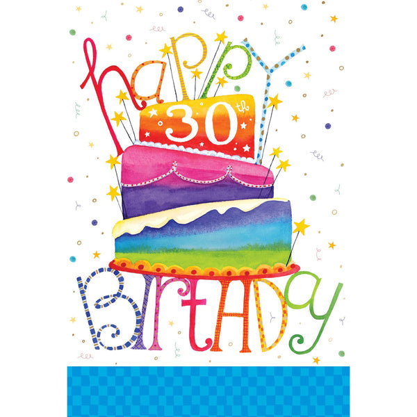 30th with cake Birthday Card