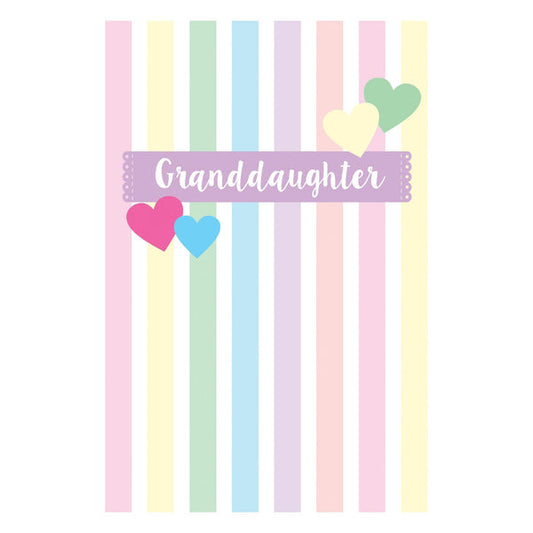 Pastel Stripes Birthday Card Granddaughter