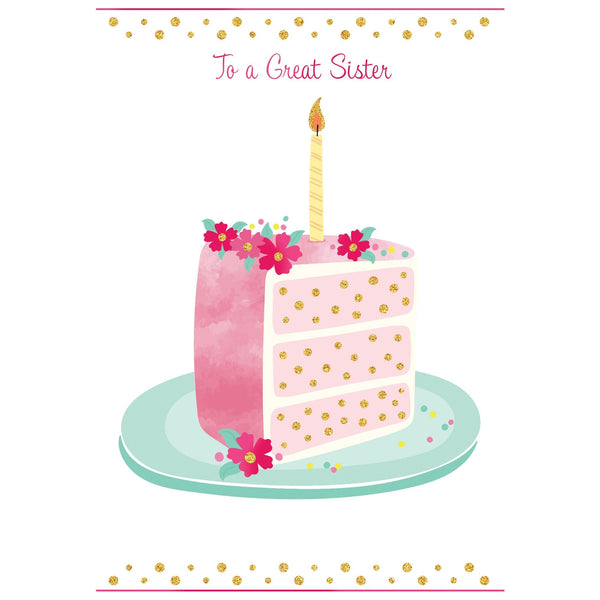 Cake Slice Birthday Card Sister