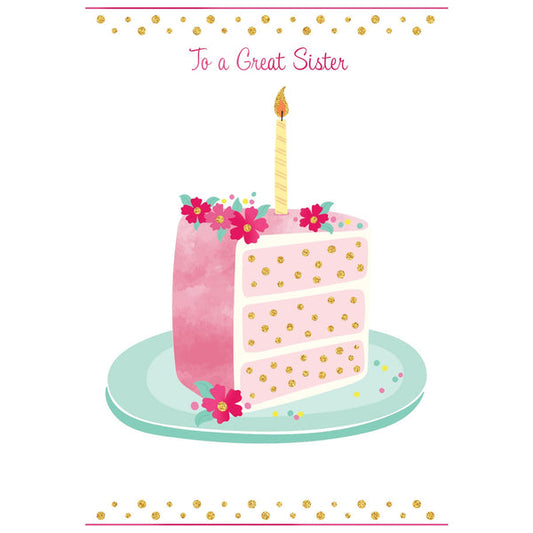 Cake Slice Birthday Card Sister