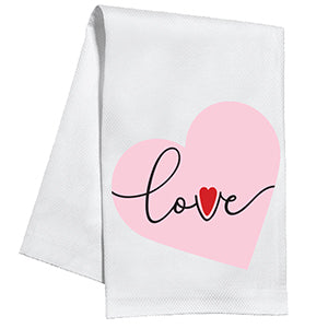 Pink Heart with Love Kitchen Towel