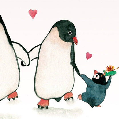 Happy Love Day Penguins Family - Funny Valentines Day Card: Happy Love Day