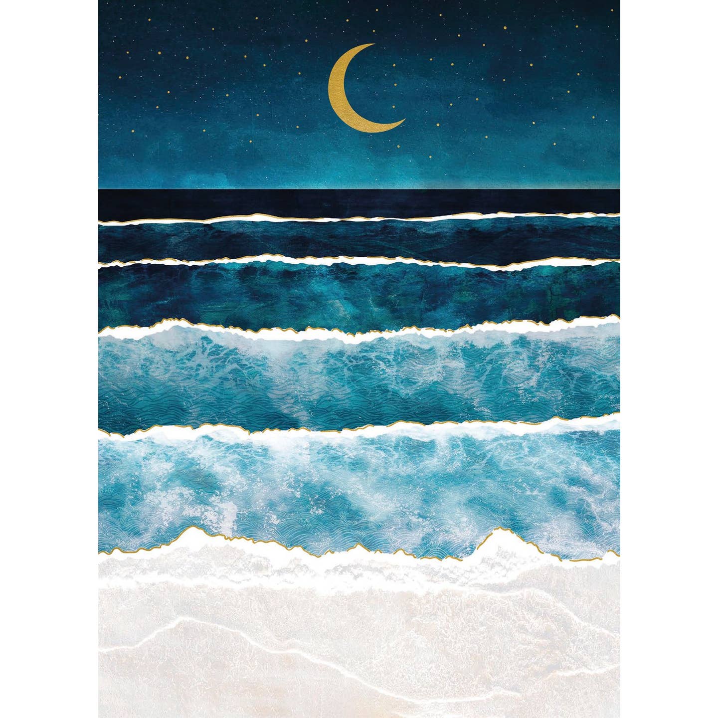 Blank Greeting Card Midnight Surf in the Fold