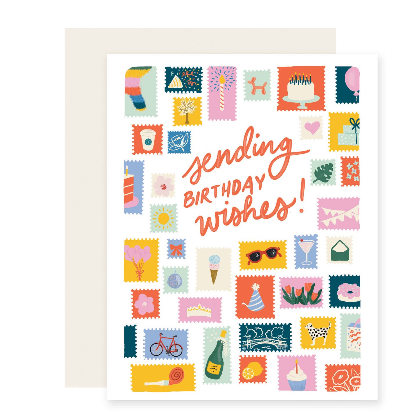 Sending Wishes Stamps Birthday Card