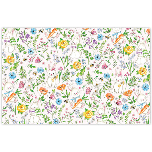 Handpainted Spring Flowers with Bunnies Placemats