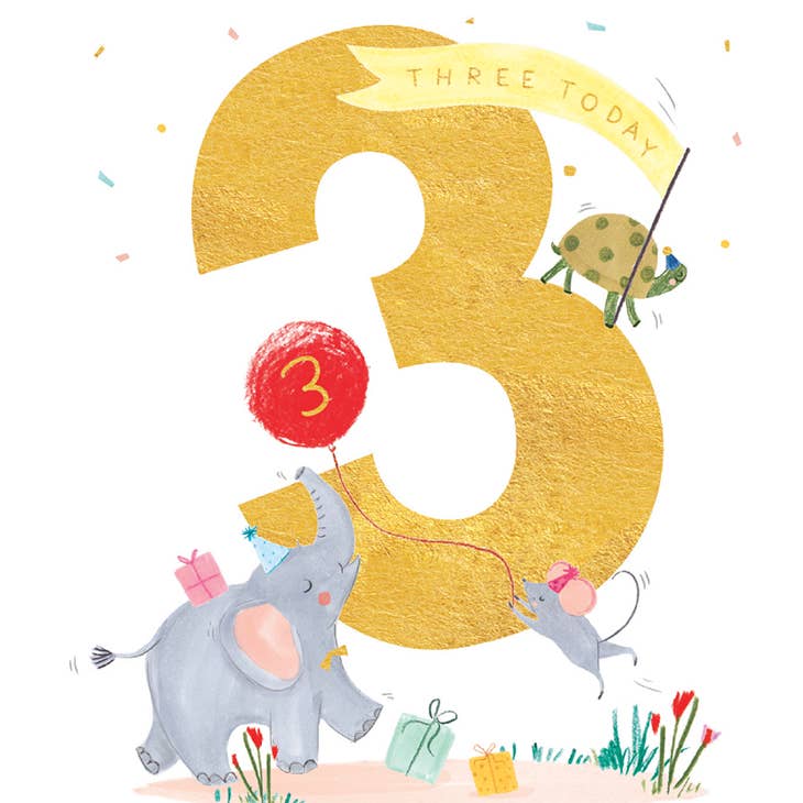 3RD Birthday Animals Age Birthday Greeting Card 4.5 X 6.25
