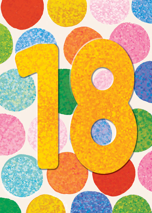 Number 18 With Colorful Dots Greeting Card