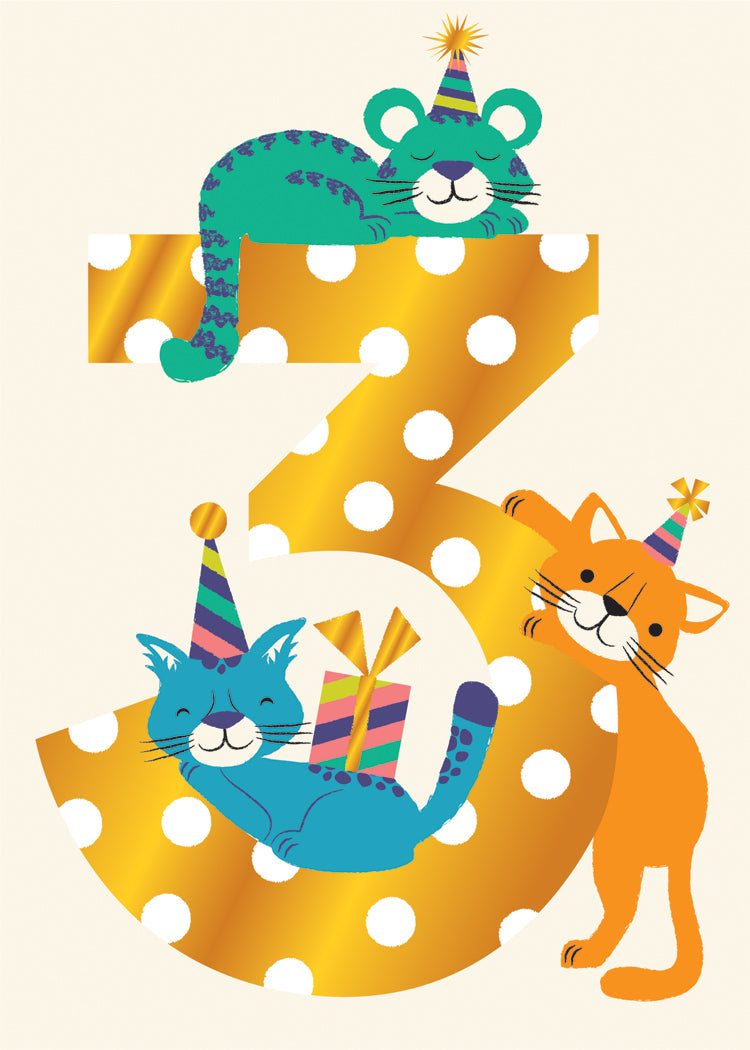 Purr-fect Three Greeting Card