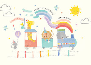 Baby Train Bday Greeting Card