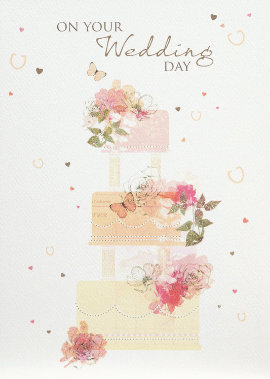 Beautiful Floral Wedding Cake Greeting Card