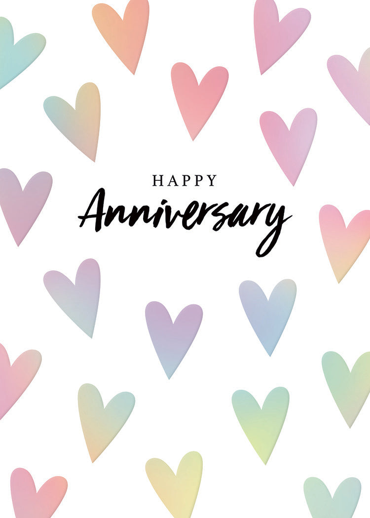 Anniversary Holo Hearts Greeting Card