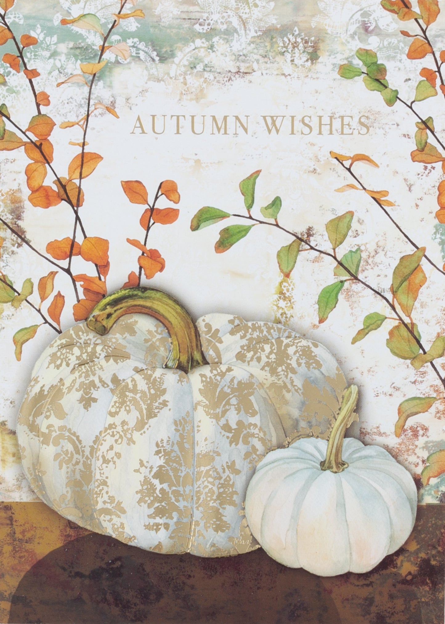 Gilded White Pumpkins Greeting Card