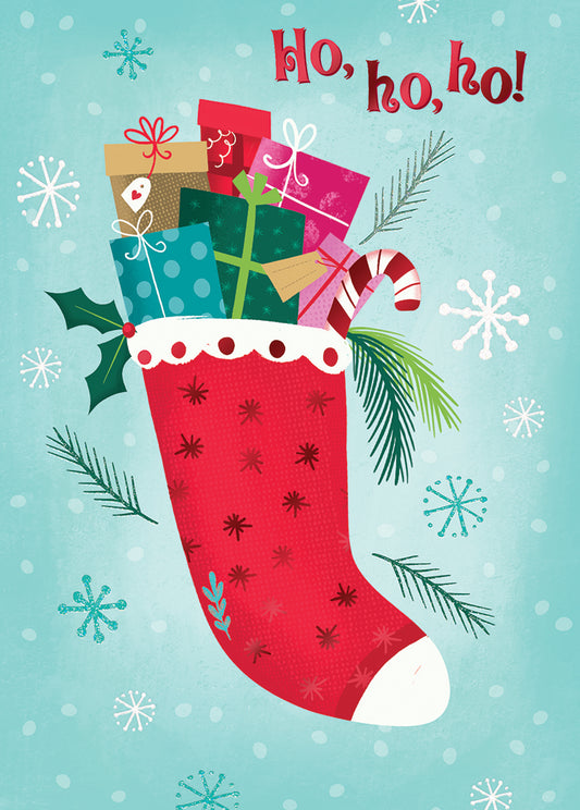 Stuffed Christmas Stocking Greeting Card