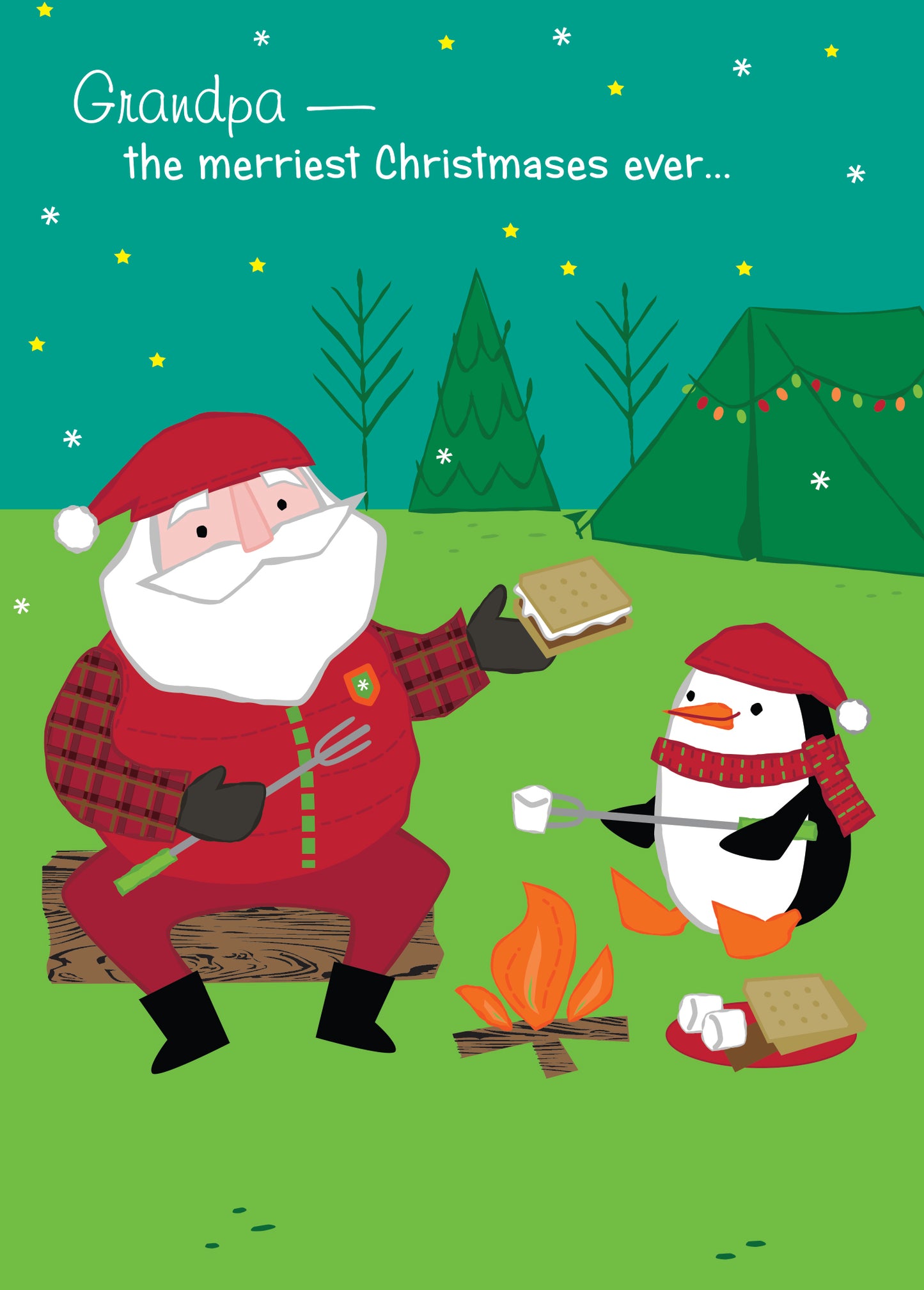 Grandpa Santa and S'mores Greeting Card