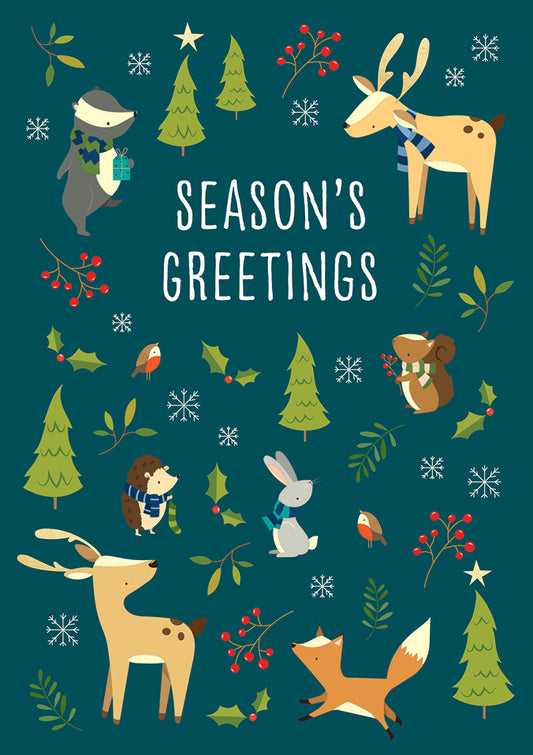 Woodland Trees and Critters Greeting Card