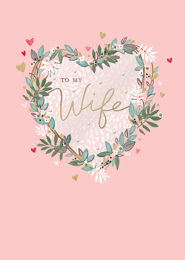 Petite Floral Heart Wife Greeting Card