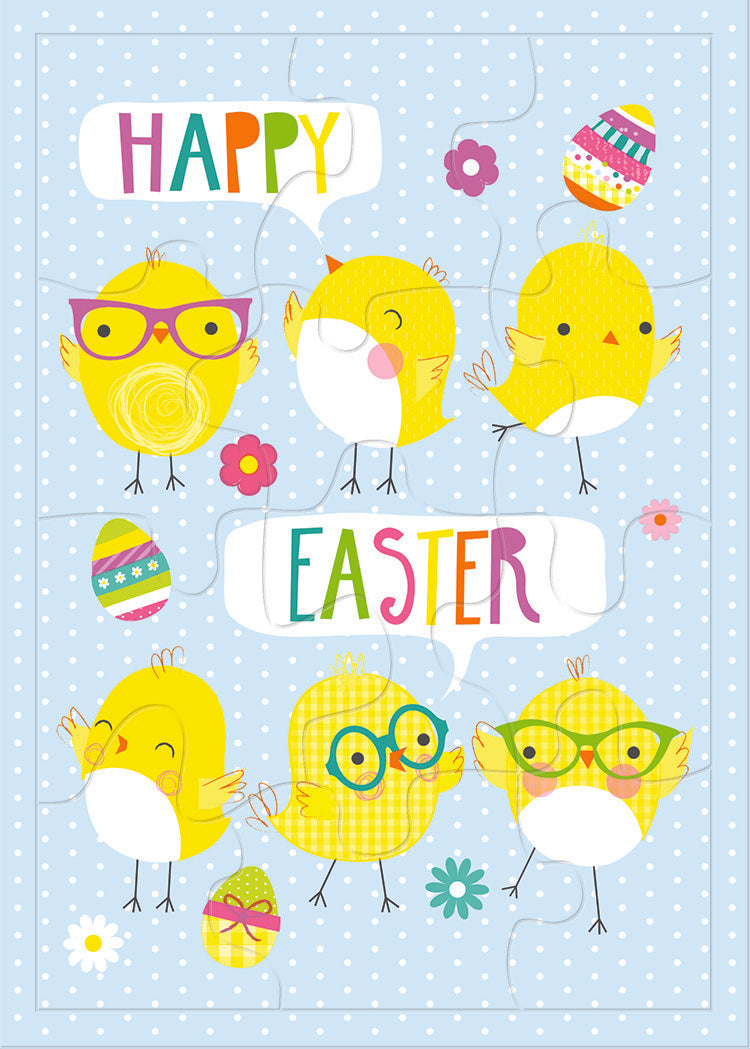 Cute Easter Chicks Puzzle Greeting Card