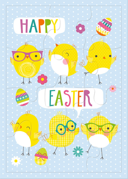 Cute Easter Chicks Puzzle Greeting Card