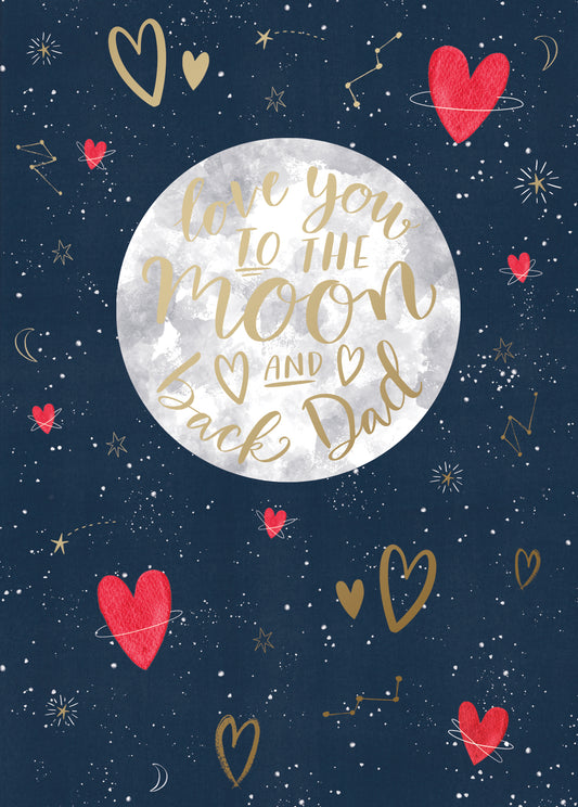 Moon And Back Dad Greeting Card