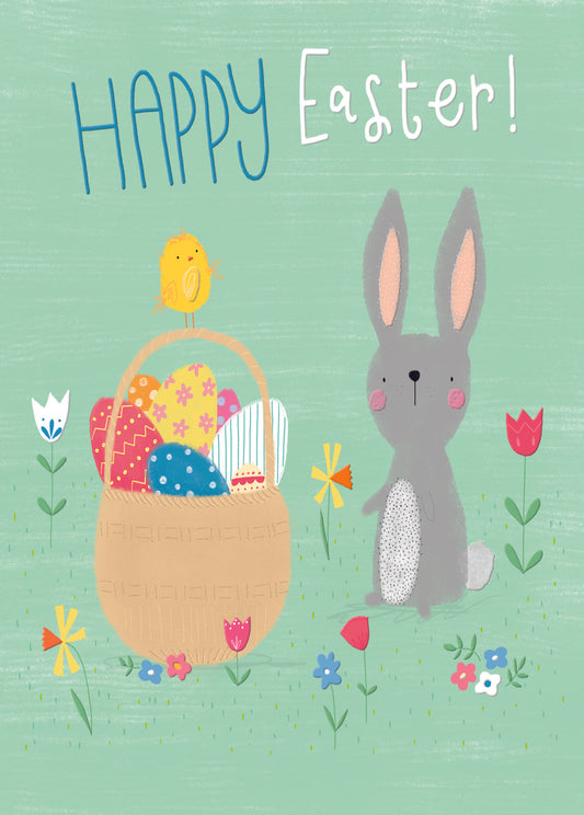 Baby Bunny and Basket Greeting Card