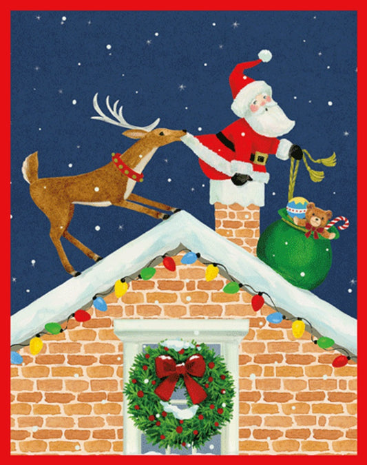 Santa and Reindeer on the Chimney