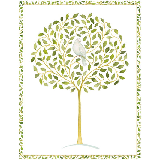 Dove In Olive Tree Foil Christmas Cards