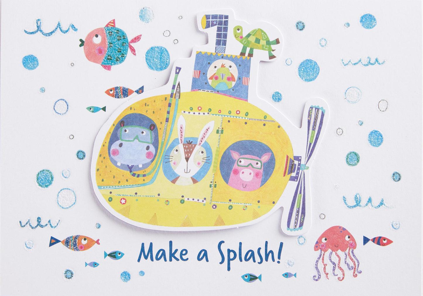 Animal Submarine Bday Greeting Card