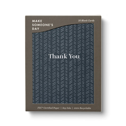 Quilted Navy 10 Thank You Note Cards