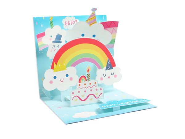 Happy Clouds and Rainbows Pop Up Greeting Card
