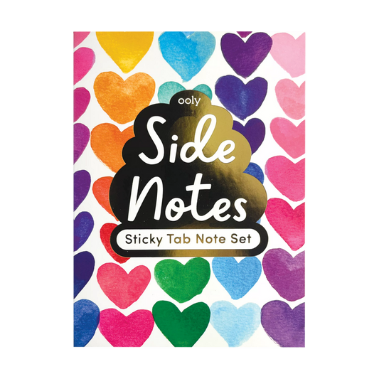 Side Notes Sticky Tab Note Pad - Rainbow Hearts