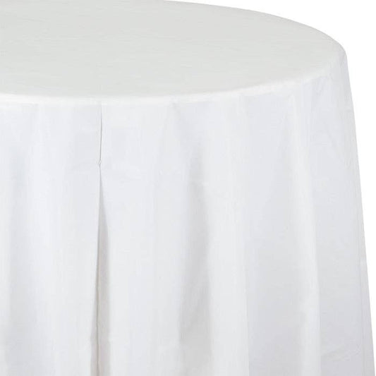 White Round Plastic 82 inch Table Covers, 1/Pkg