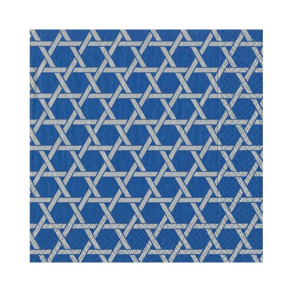 Star Lattice Paper Cocktail Napkins in Blue & Silver