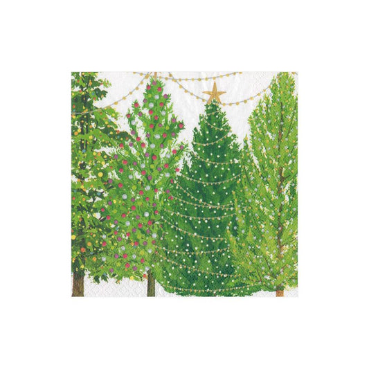 Christmas Trees with Lights Paper Cocktail Napkins - 20 Per Package