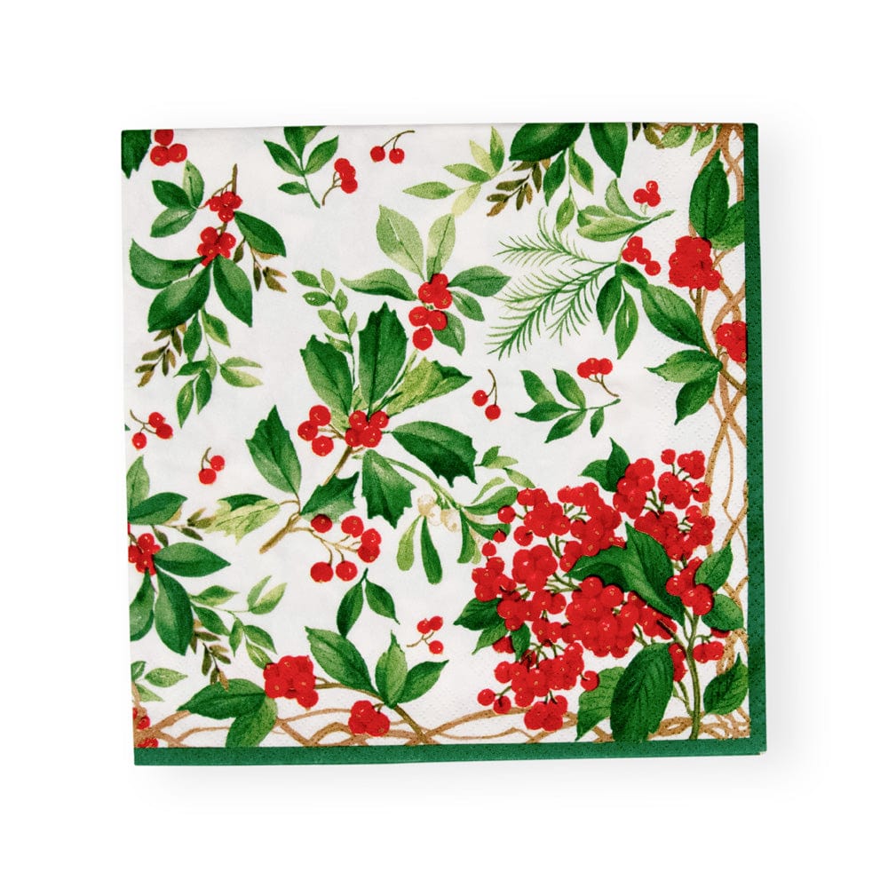 Holly Chintz White Napkin Dinner - 20 Per Package