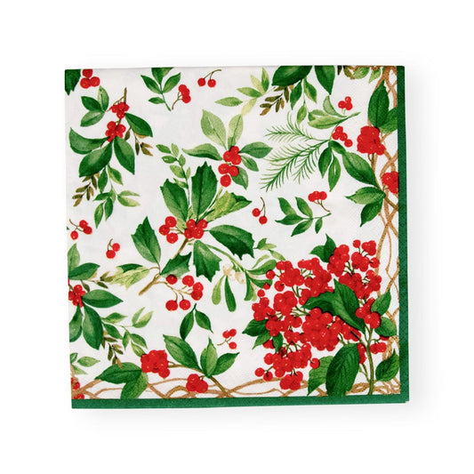 Holly Chintz White Napkin Dinner - 20 Per Package