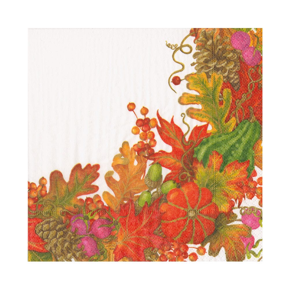 Harvest Garland White Luncheon Napkins