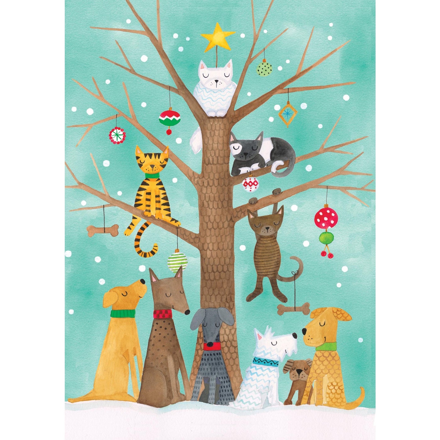 Cat Tree and Dogs Boxed Greeting Cards