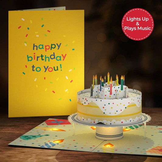 Happy Birthday Confetti Cake Music and Lights Card 5x7"
