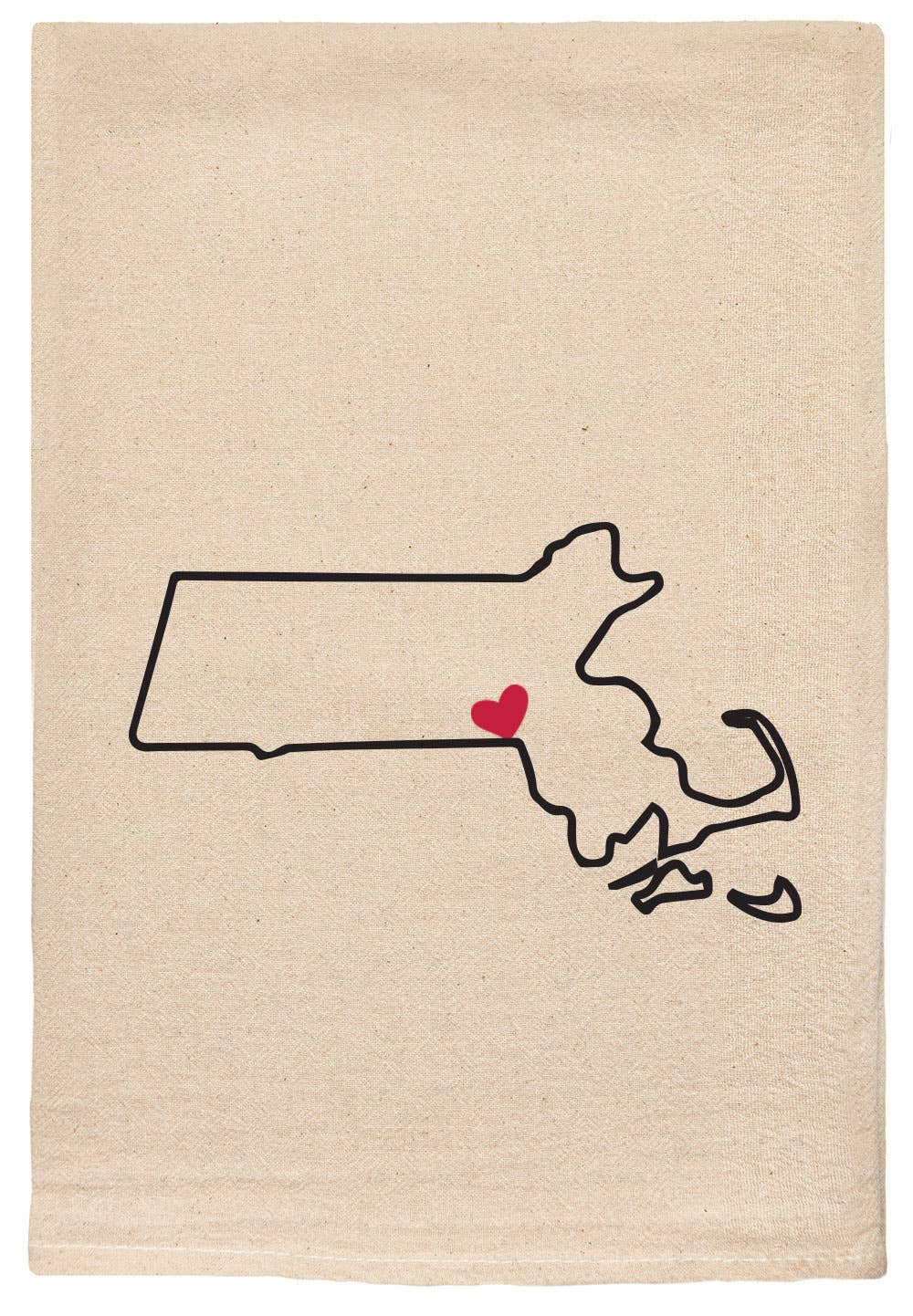 Massachusetts Love My State Kitchen Tea Towel With Heart Pin