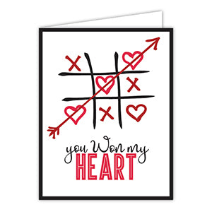 You Won My Heart Tik Tak Toe Small Folded Greeting Card