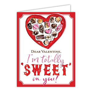 Dear Valentine I'm Totally Sweet on You Chocolates Small Folded Greeting Card