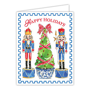 Happy Holidays Handpainted Nutcracker Duo Greeting Card