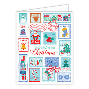 Sending My Love This Christmas Handpainted Holiday Stamps Greeting Card