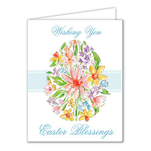 Wishing You Easter Blessings Floral Egg Greeting Card