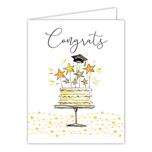 Congrats Cake with Stars and Grad Cap Greeting Card