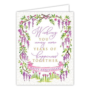 Wishing You Many More Years of Happiness Together with Wisteria Greeting Card