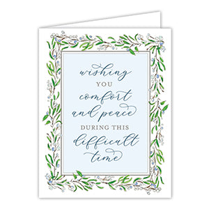 Wishing you Comfort and Peace During this Difficult Time Floral Border Greeting Card