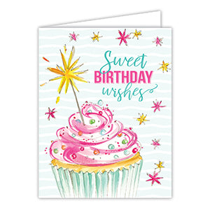 Sweet Birthday Wishes Cupcake with Sparkler Greeting Card