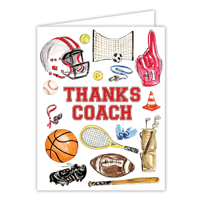 Thanks Coach Sports Equipment Greeting Card